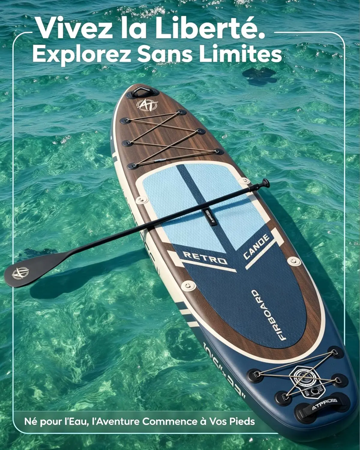 Paddle gonflable en bois vue 9