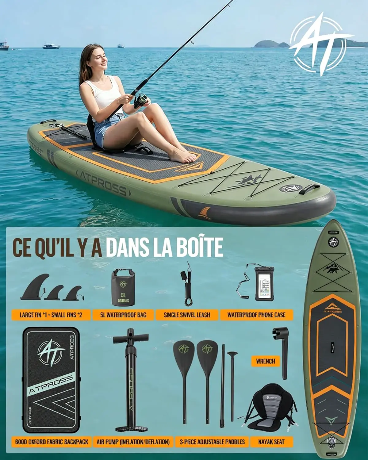 Paddle gonflable gris vue 3