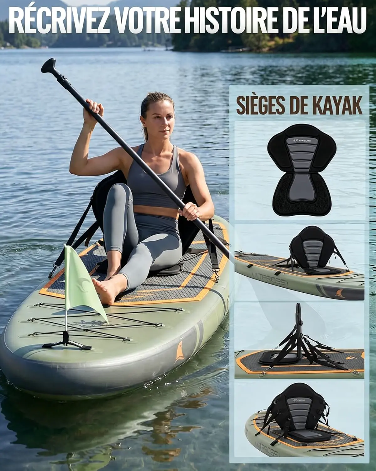 Paddle gonflable gris vue 4