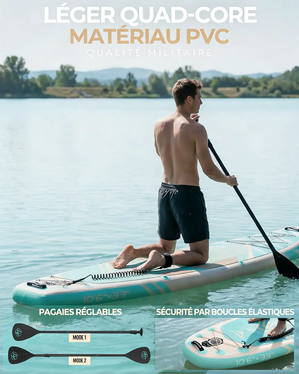 Paddle gonflable en bois vue 7