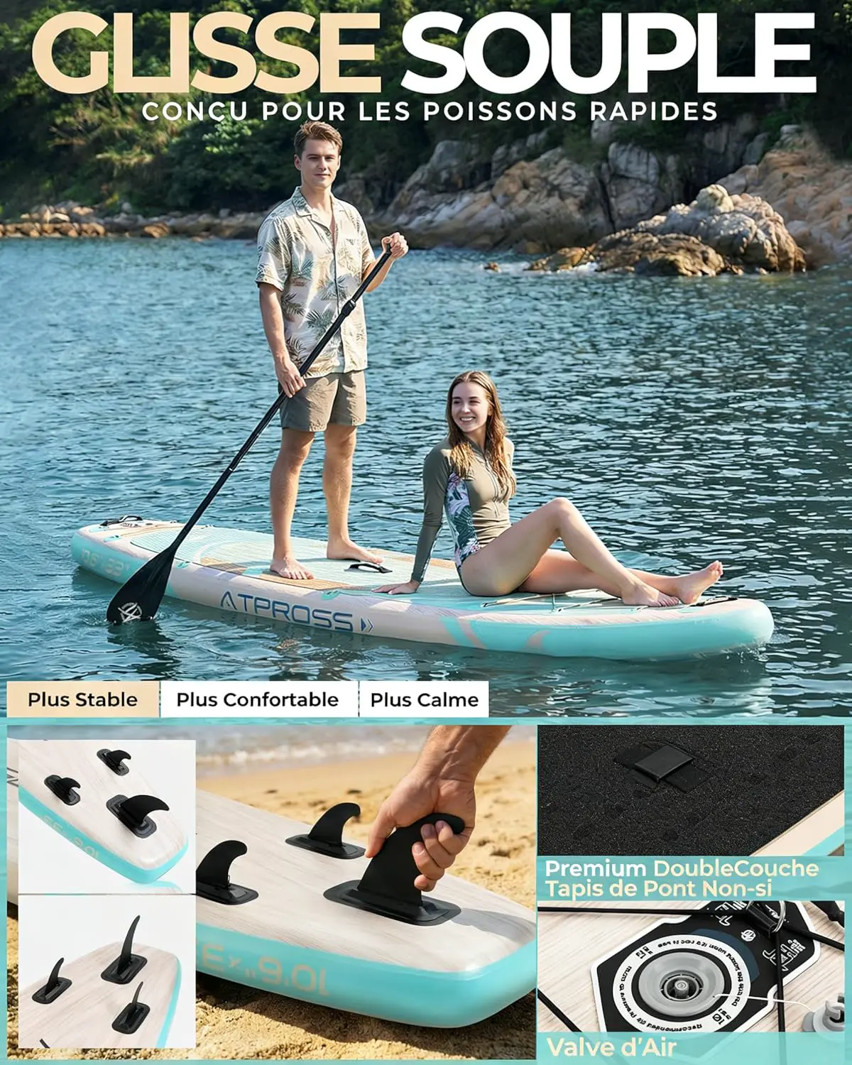 Paddle gonflable en bois vue 5