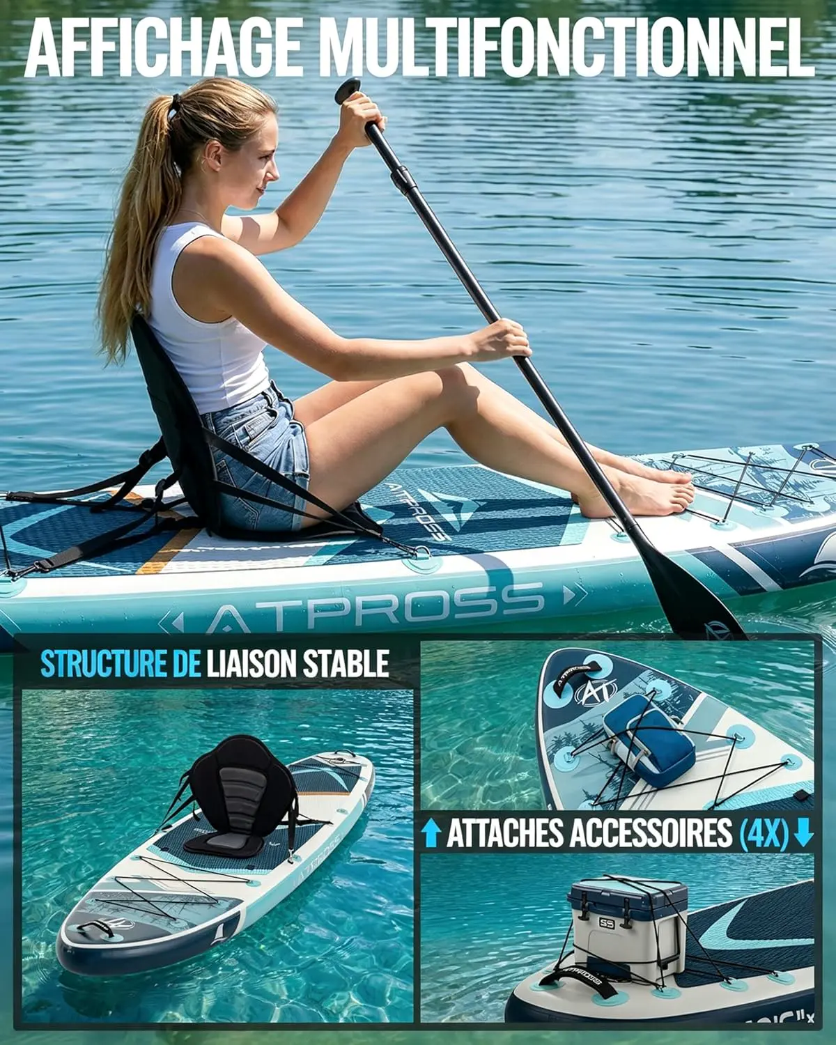 Paddle gonflable bleu vue 5