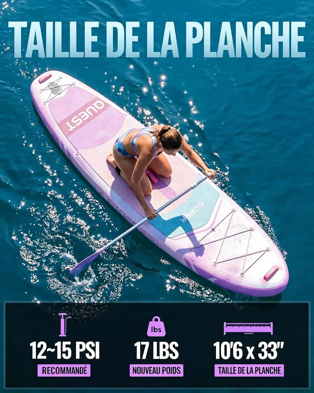 Paddle gonflable 2 places 320 x 84 cm vue 2