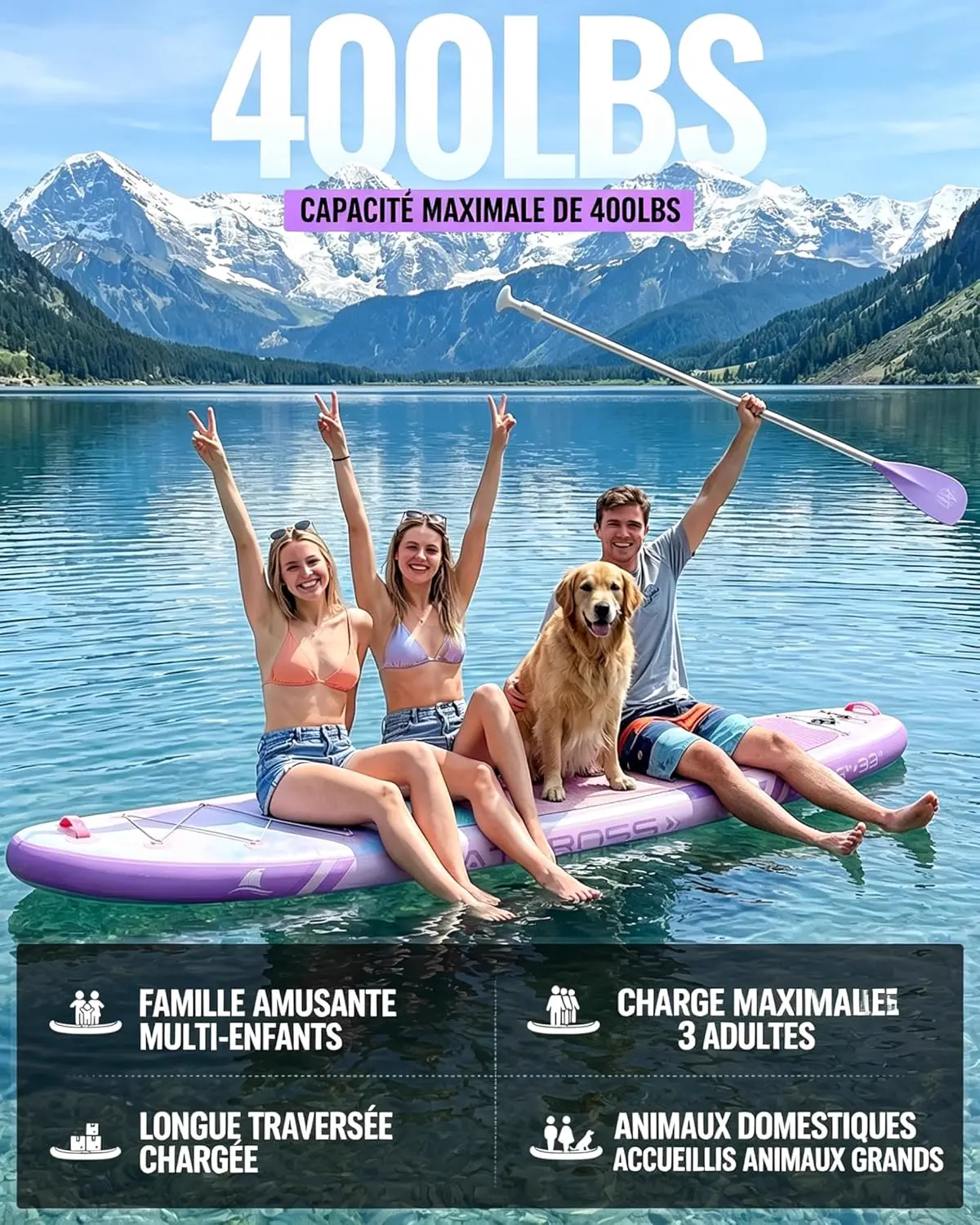 Paddle gonflable 2 places 320 x 84 cm vue 8