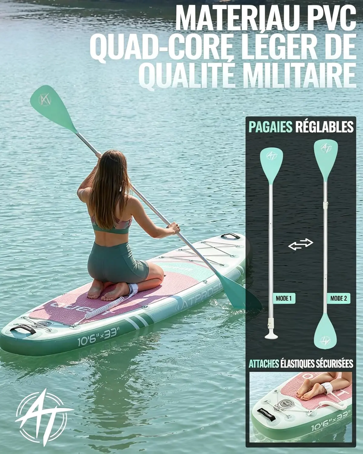 Paddle gonflable vert vue 4