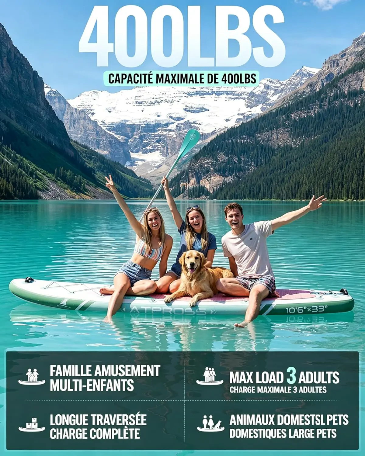 Paddle gonflable vert vue 5