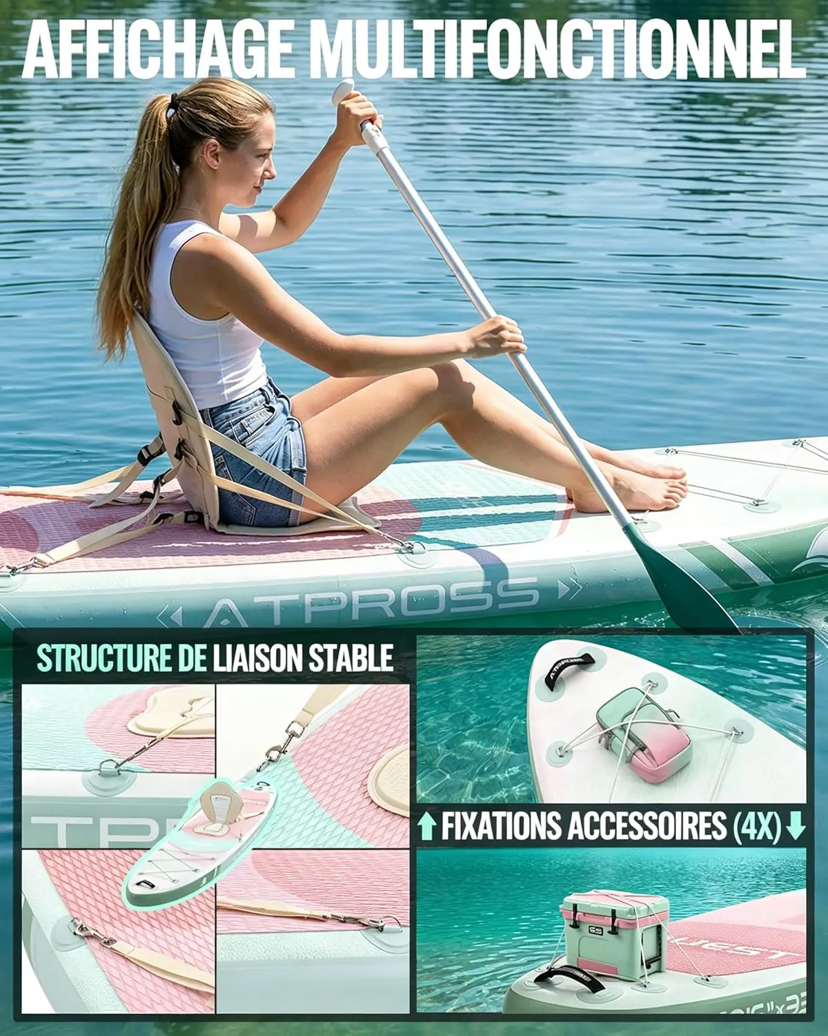 Paddle gonflable vert vue 6