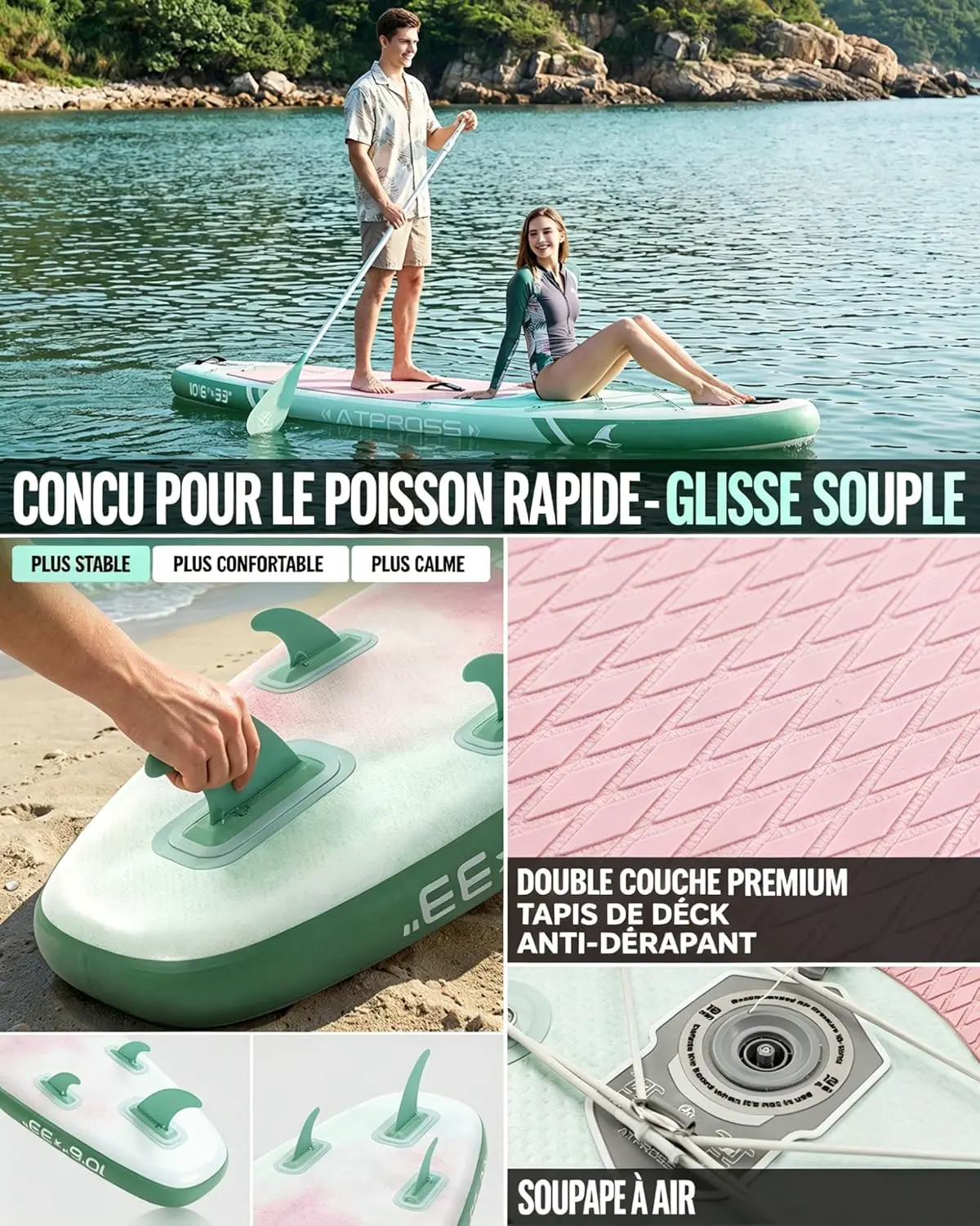Paddle gonflable vert vue 7