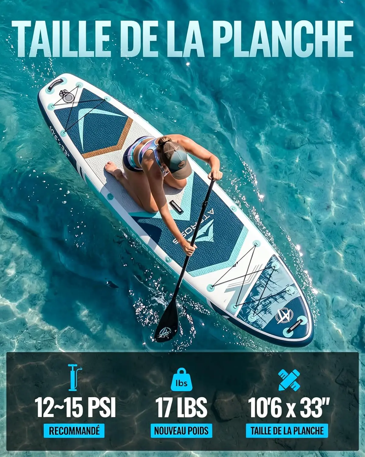 Paddle gonflable bleu vue 2