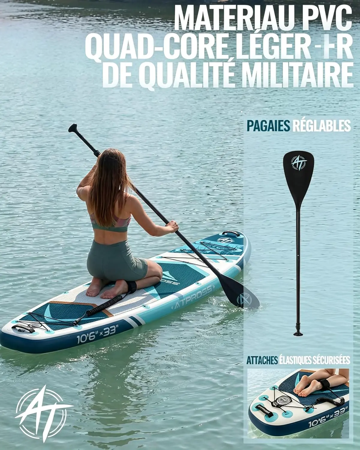 Paddle gonflable bleu vue 5