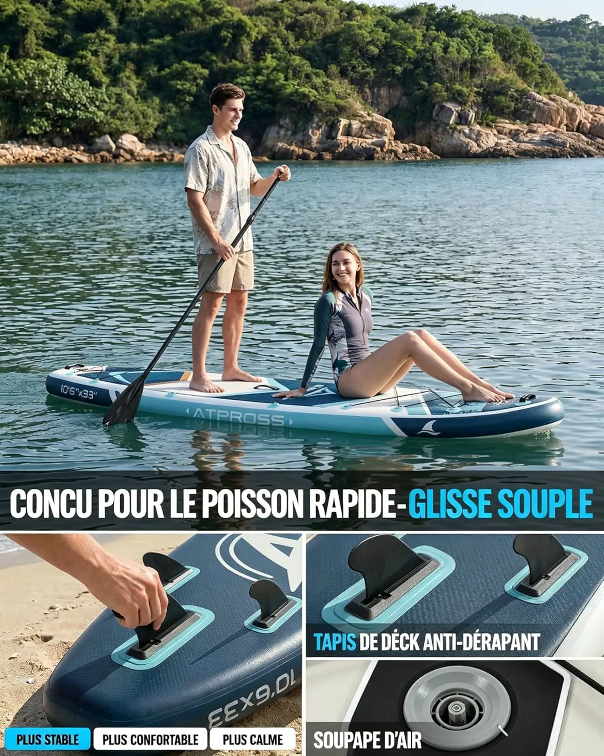 Paddle gonflable bleu vue 6