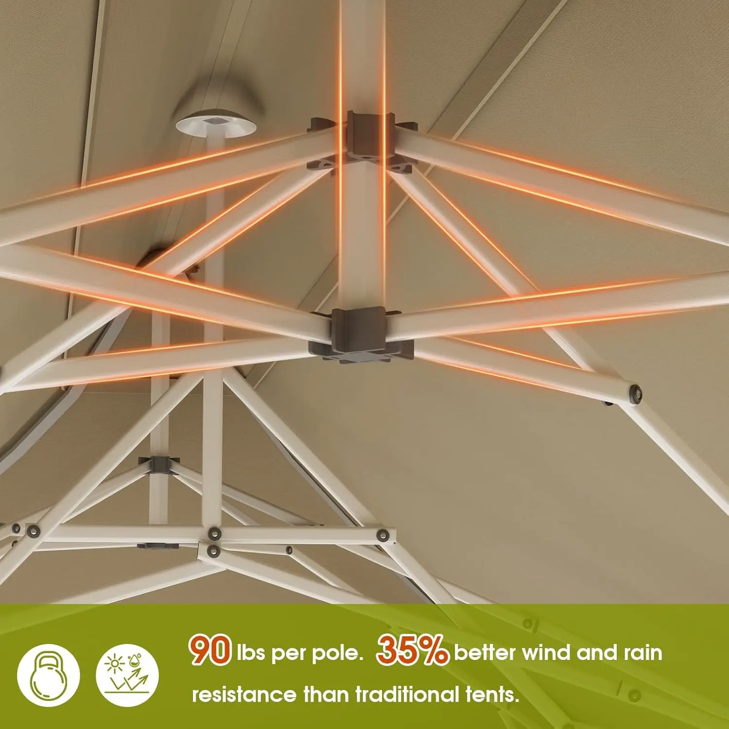 Tonnelle beige 3x3m vue 2