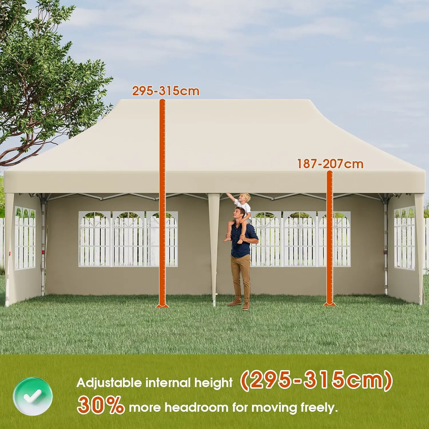 Tonnelle beige 3x3m vue 3
