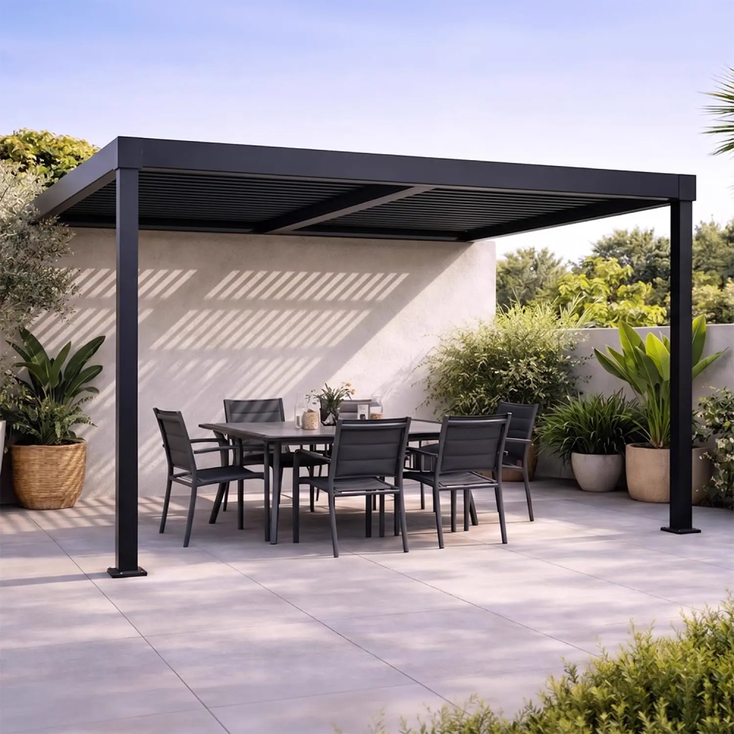 Pergola en aluminium noir 9 m² vue 2