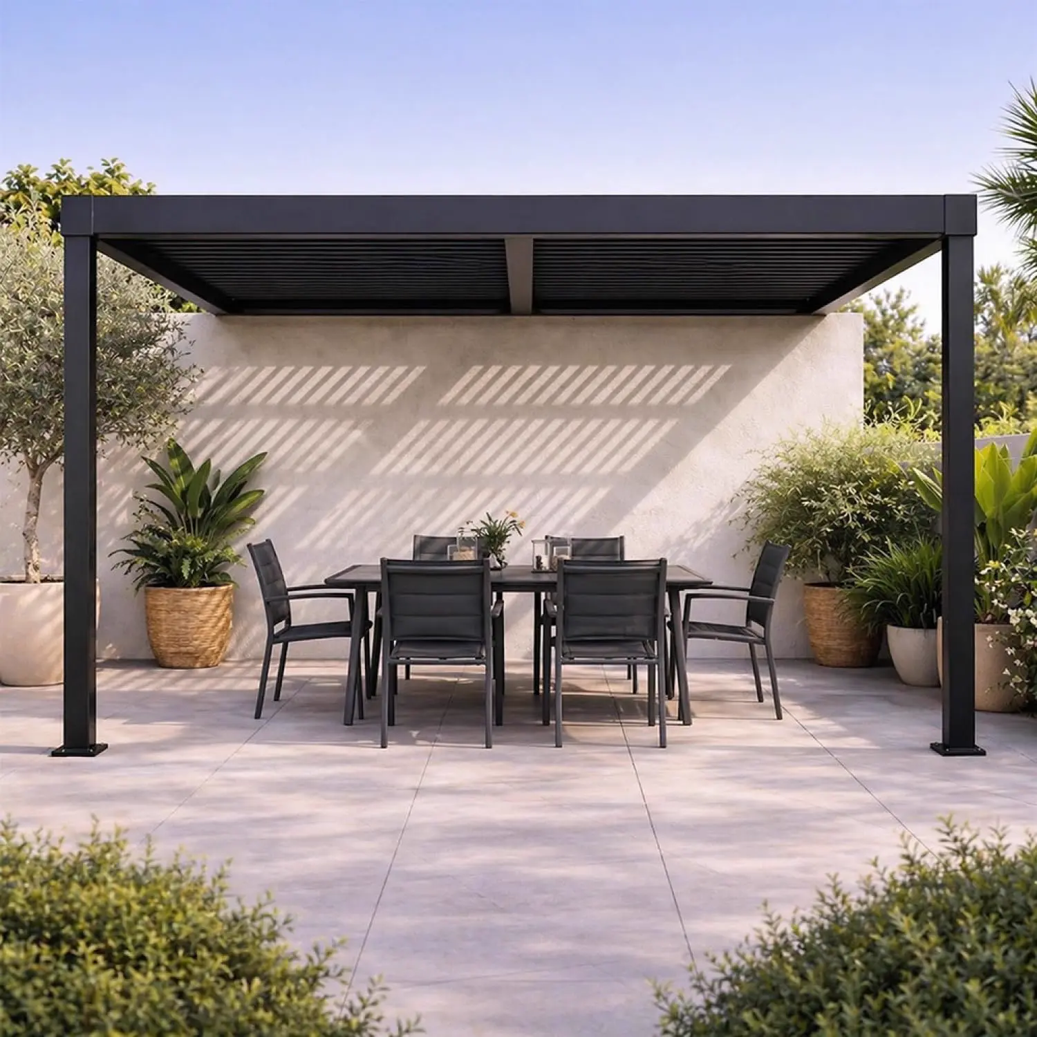 Pergola en aluminium noir 9 m² vue 4
