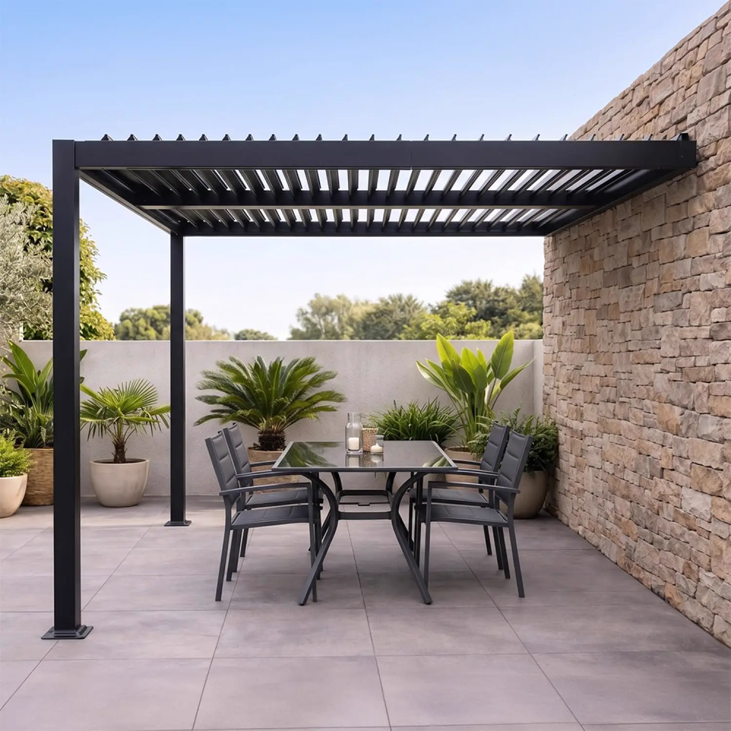 Pergola en aluminium noir 9 m² vue 5