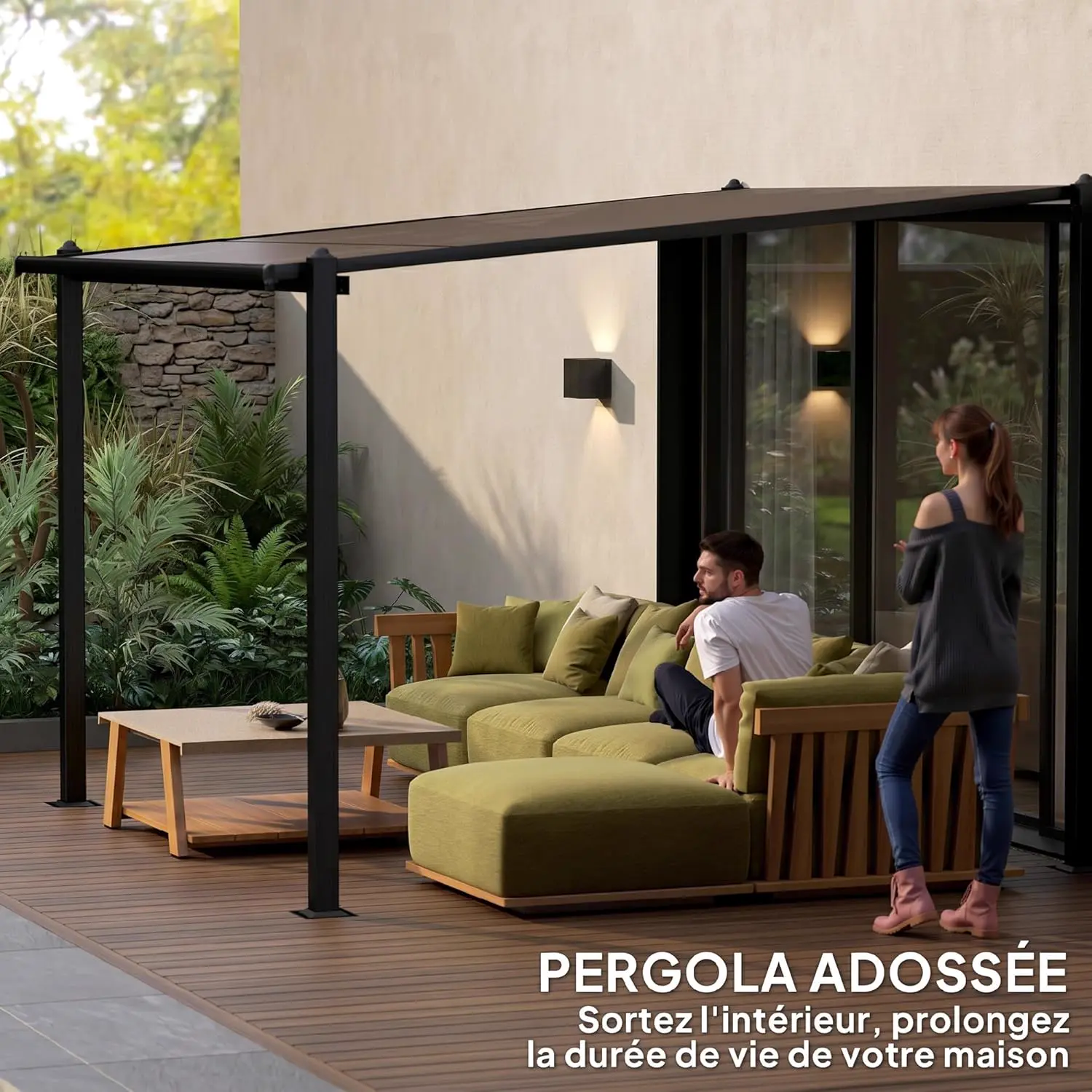 Pergola en aluminium gris 3 x 3 m vue 5