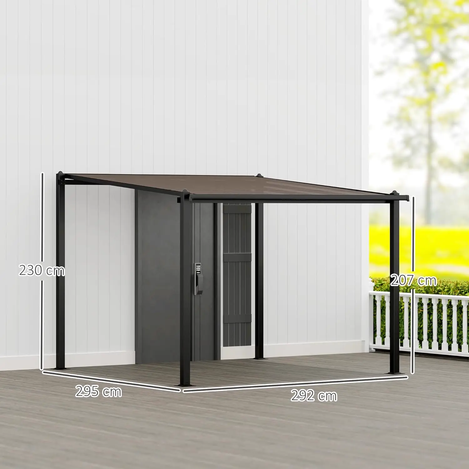 Pergola en aluminium gris 3 x 3 m vue 6