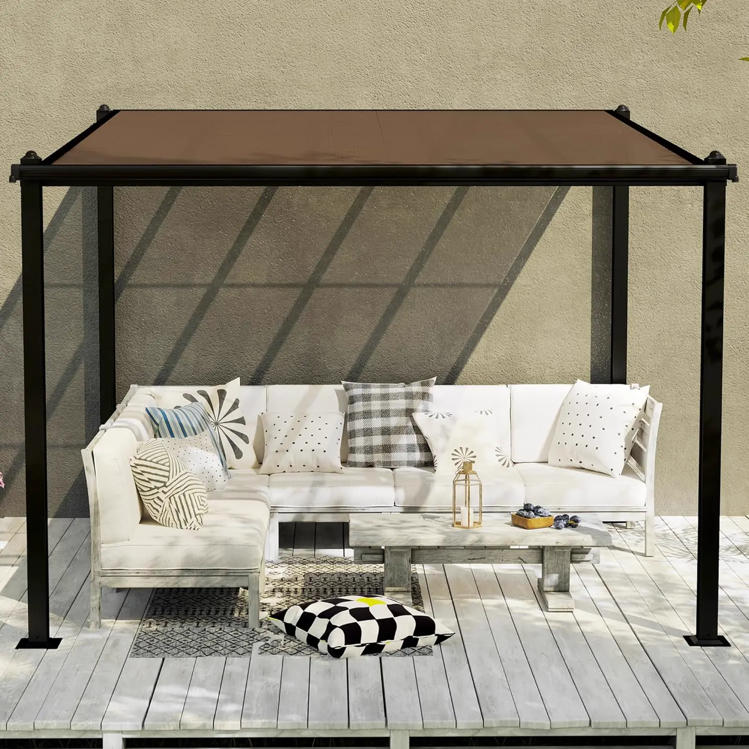 Pergola en aluminium gris 3 x 3 m vue 7