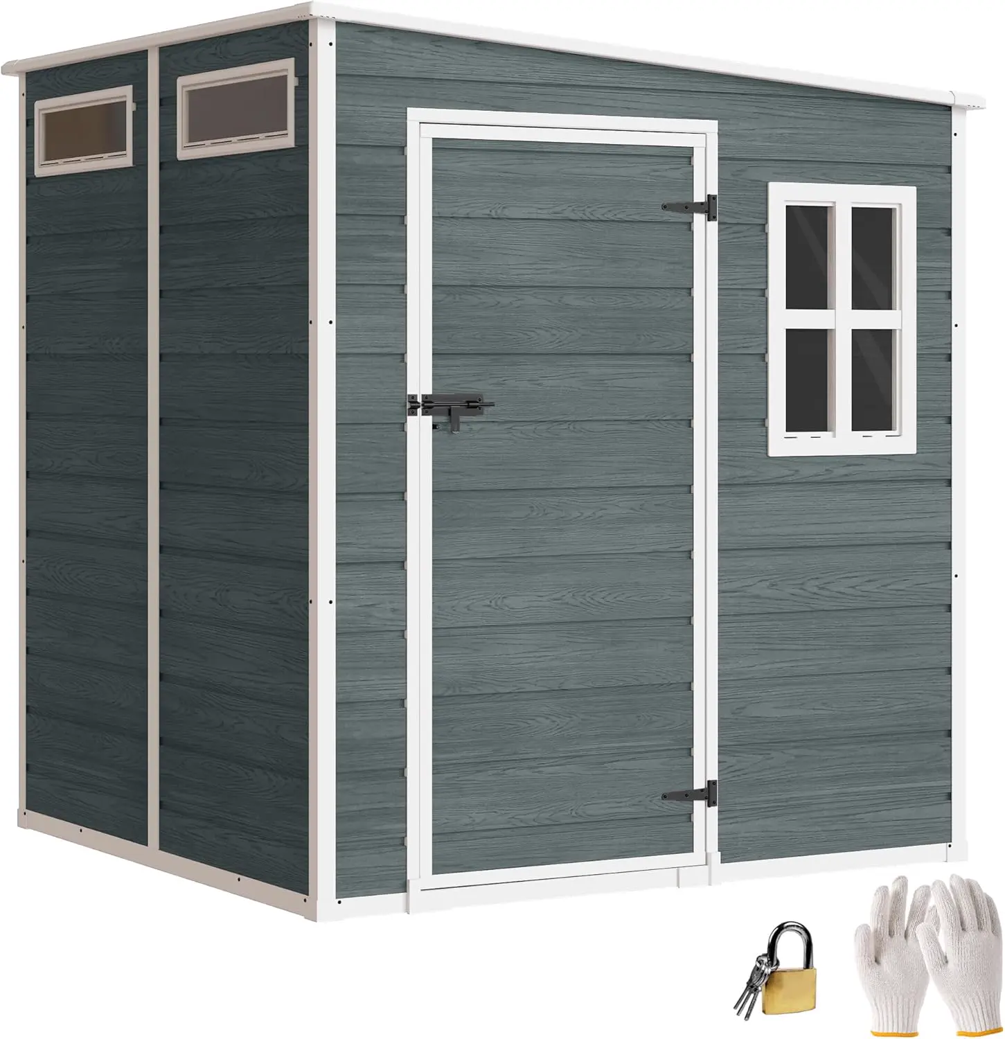 Outsunny Abri de Jardin en Résine 3,3㎡ avec Plancher Cabanon