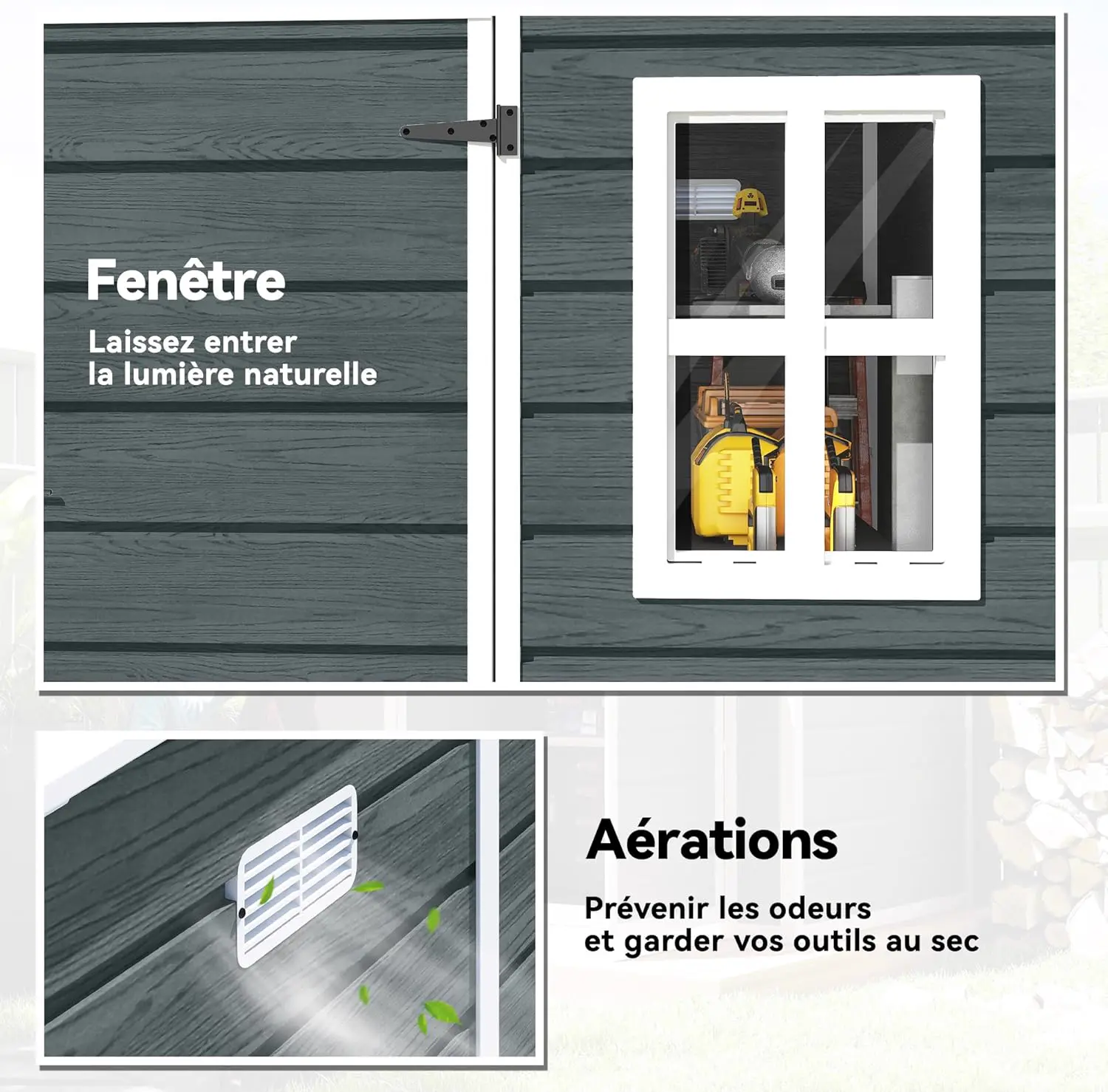 Abri de jardin en résine en aluminium gris 3,3 m² vue 4