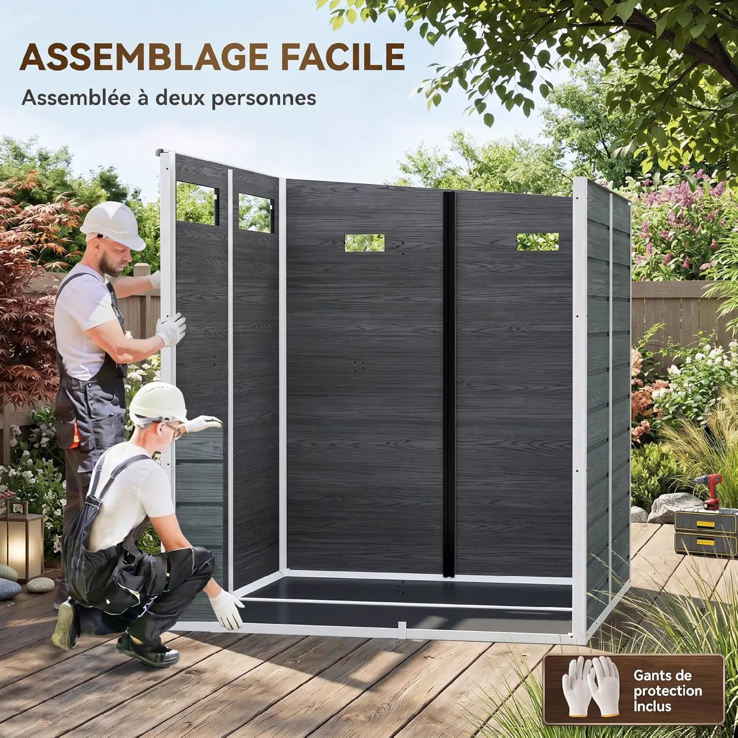 Abri de jardin en résine en aluminium gris 3,3 m² vue 6
