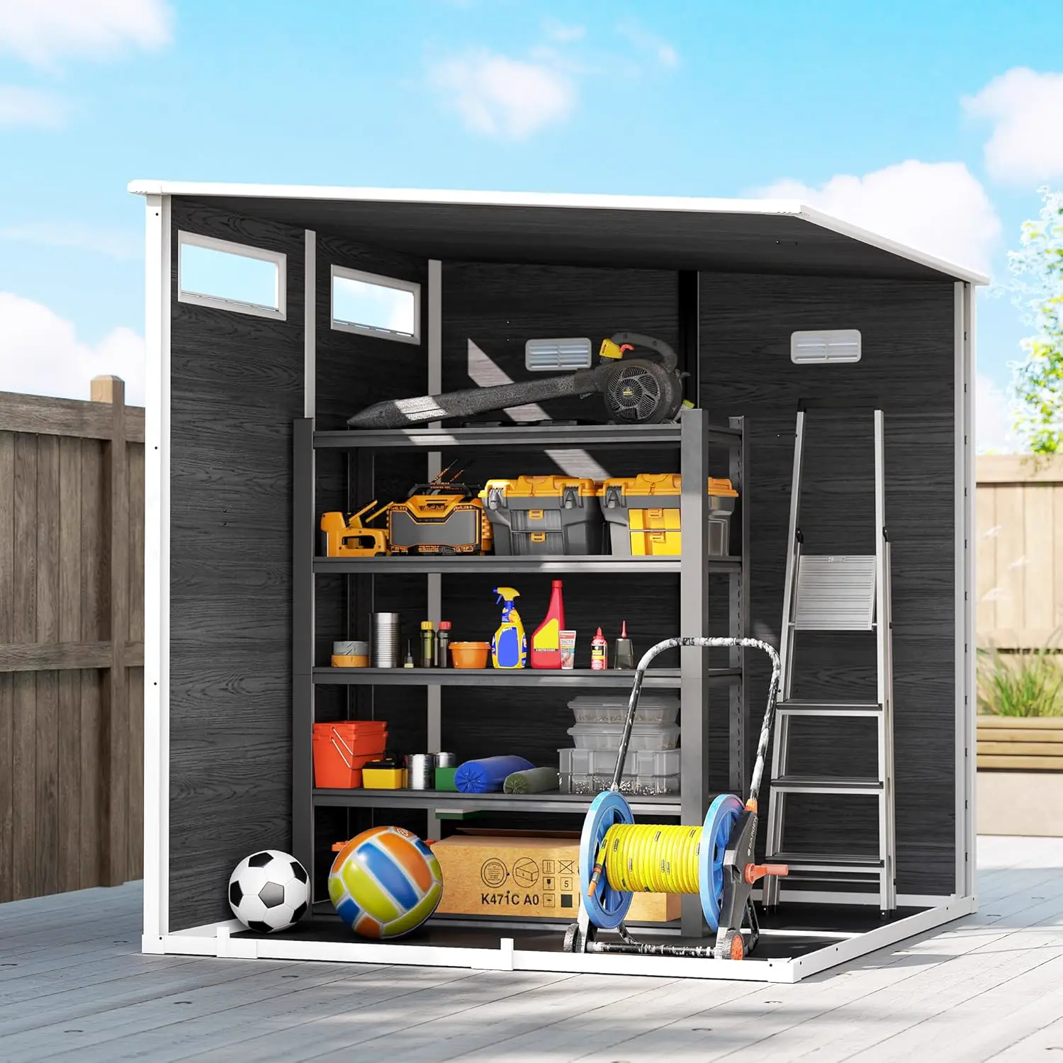 Abri de jardin en résine en aluminium gris 3,3 m² vue 9