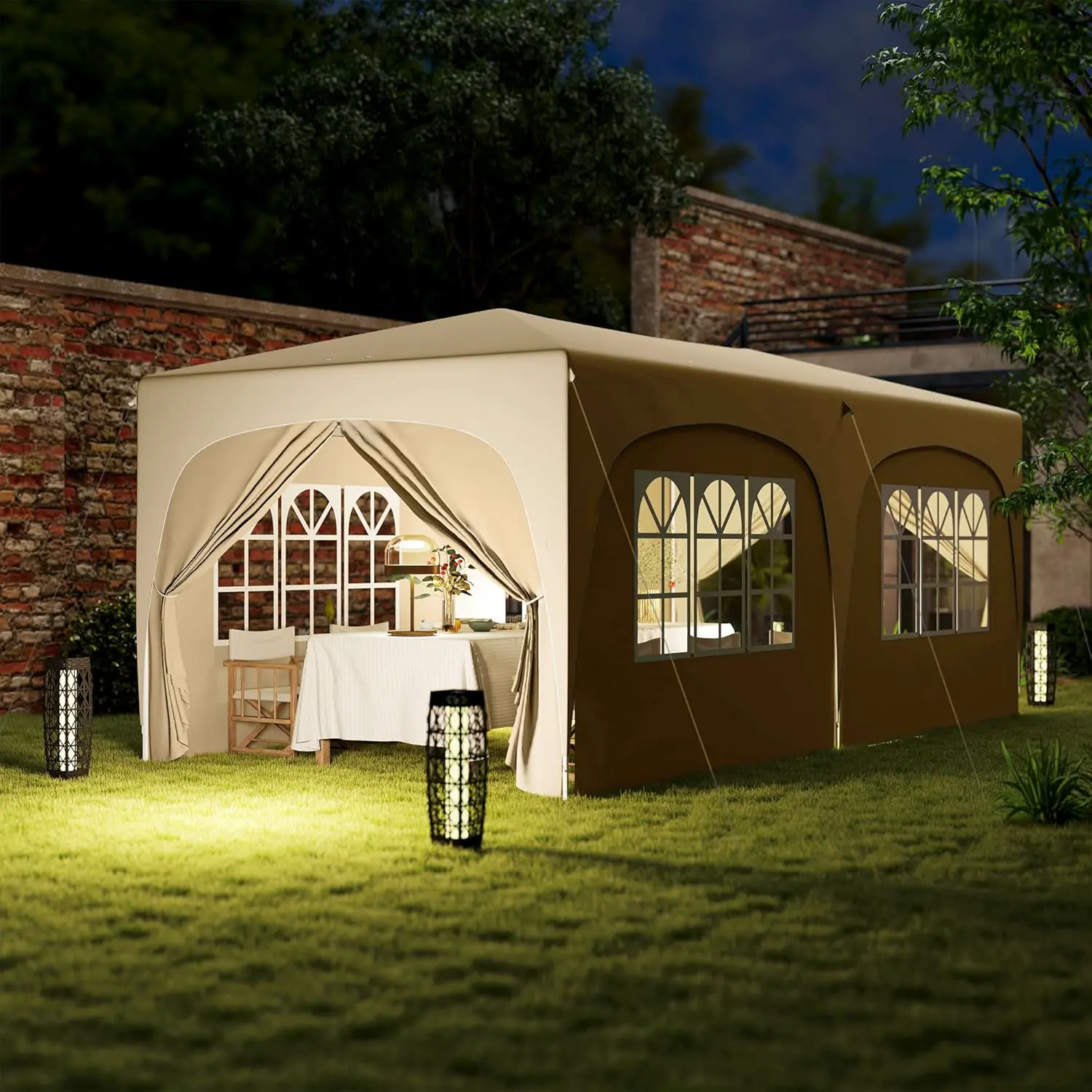 Tonnelle en métal sable 3 x 6 m vue 9