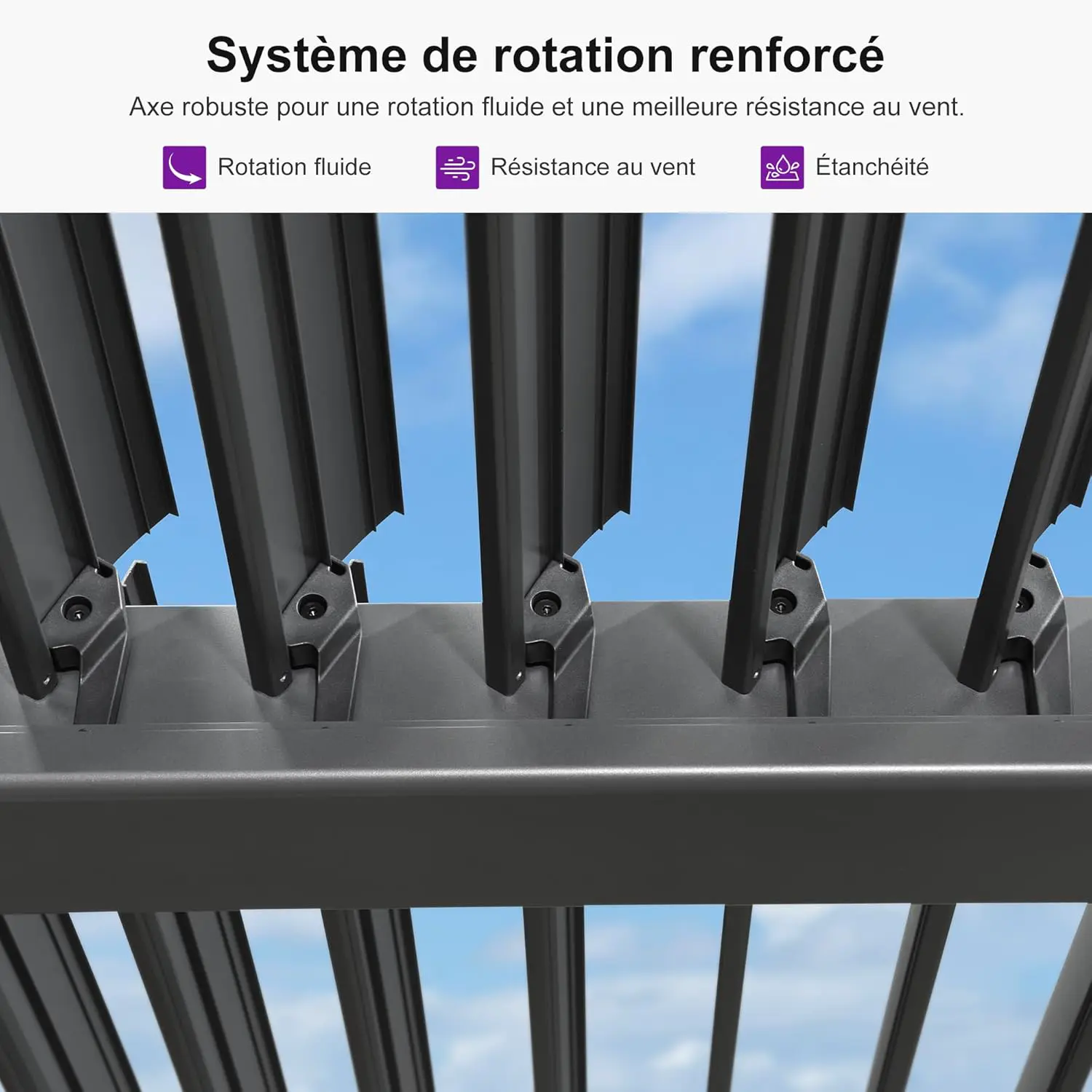 Pergola en aluminium gris 24 m² adossée vue 4