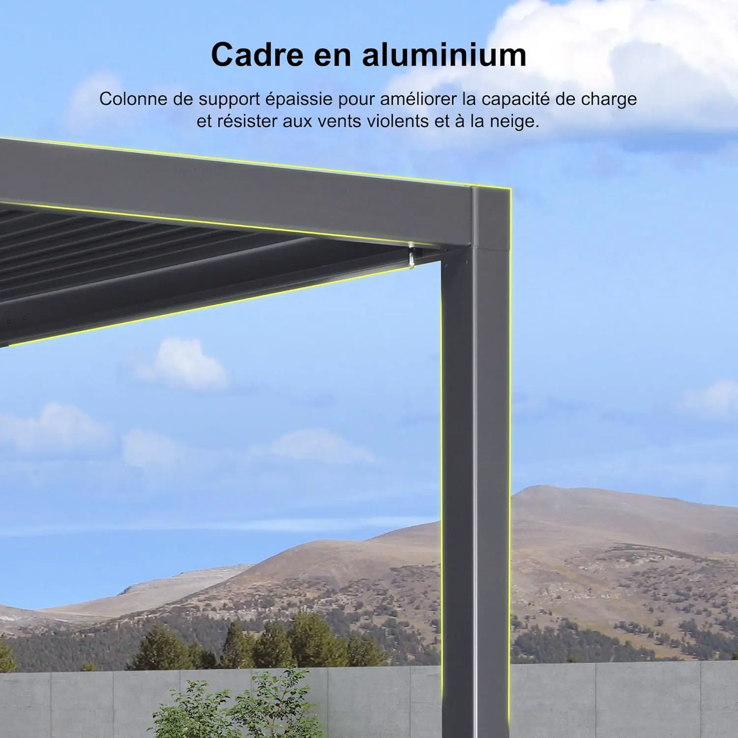 Pergola en aluminium gris 2,5 x 3 m vue 7