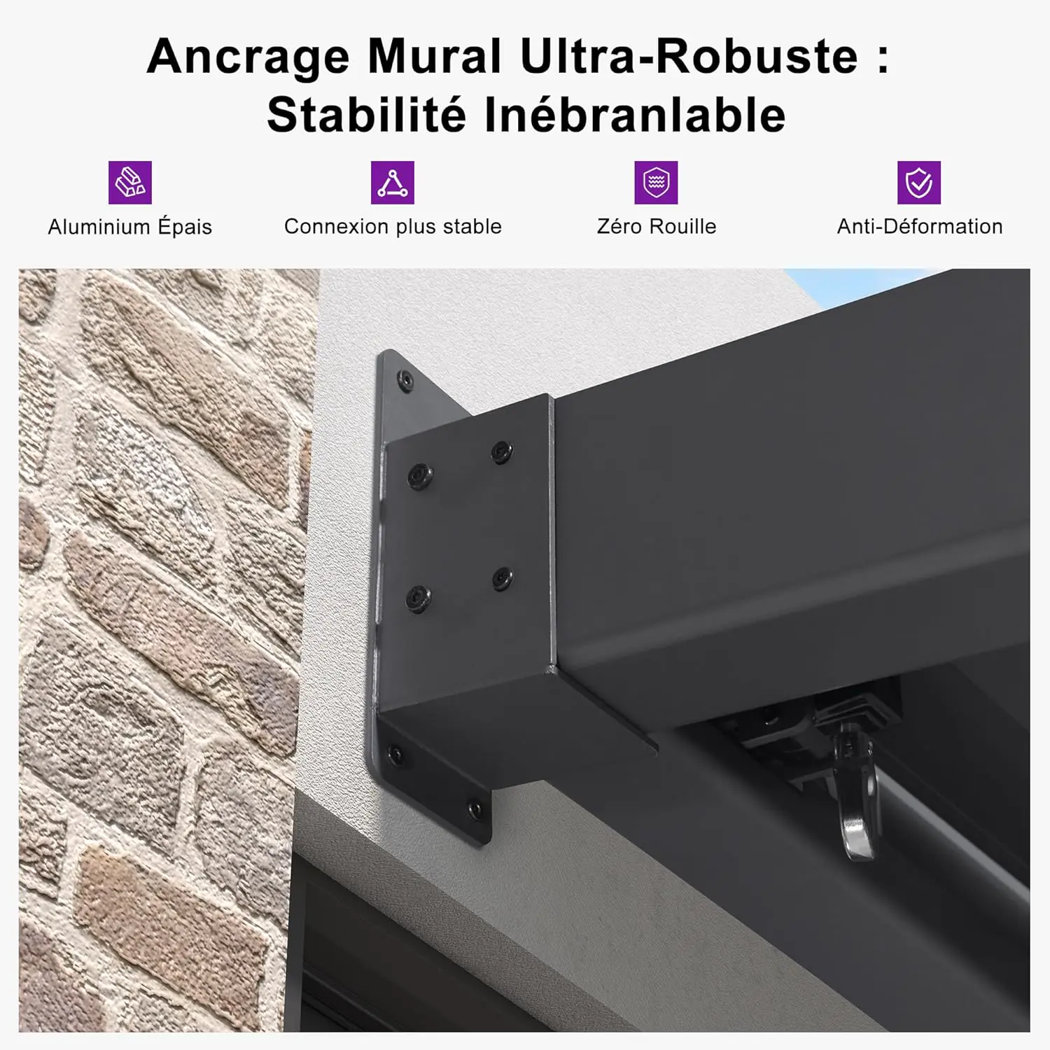 Pergola en aluminium gris 24 m² adossée vue 6
