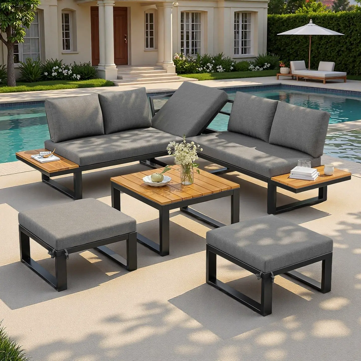 Sapgaks Ensemble de Salon de Jardin extérieur pour 7 Personnes avec