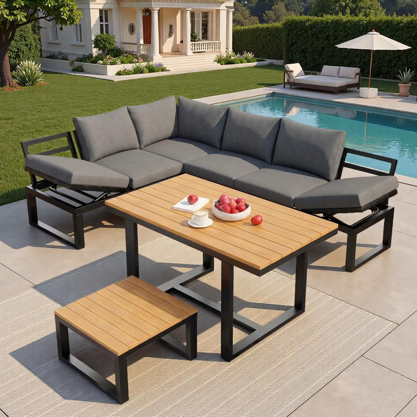 Sapgaks Ensemble de Salon de Jardin extérieur pour 6 Personnes avec