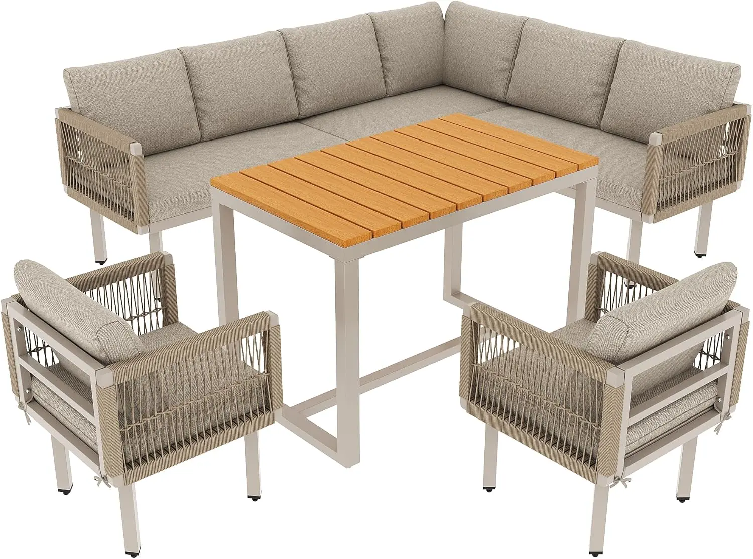 Salon de jardin 8 places beige 1,8 x 0,84 m vue 8