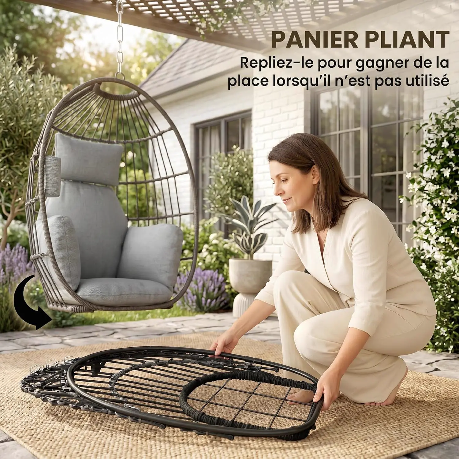 Fauteuils suspendus en acier gris 78 x 13 cm vue 4