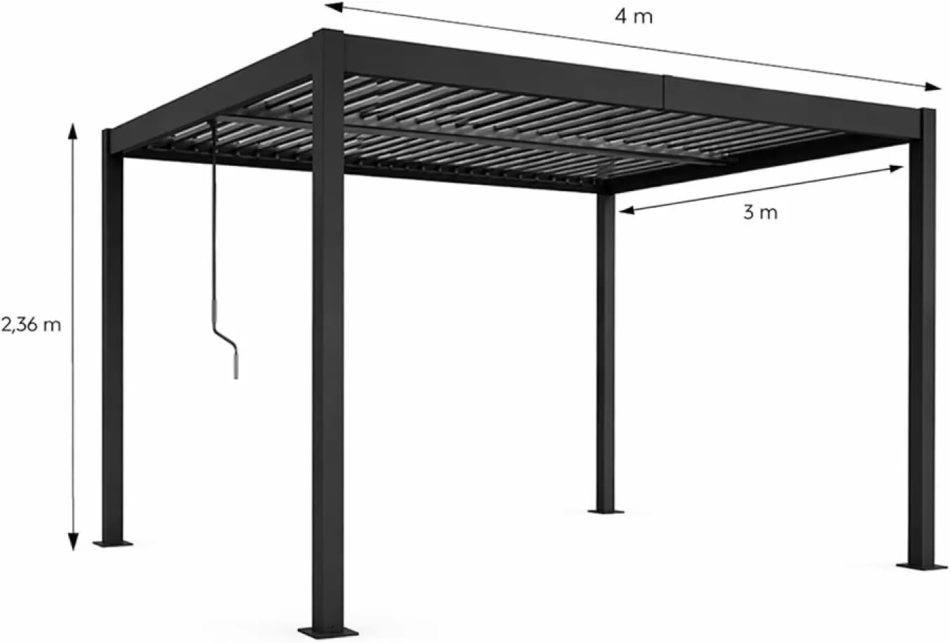 Pergola en acier noir 12 m² vue 3