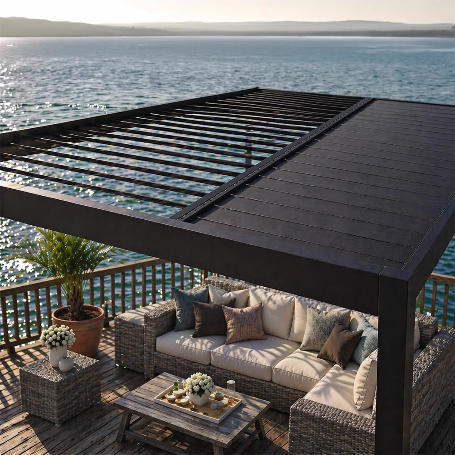 Pergola en acier noir 12 m² vue 6