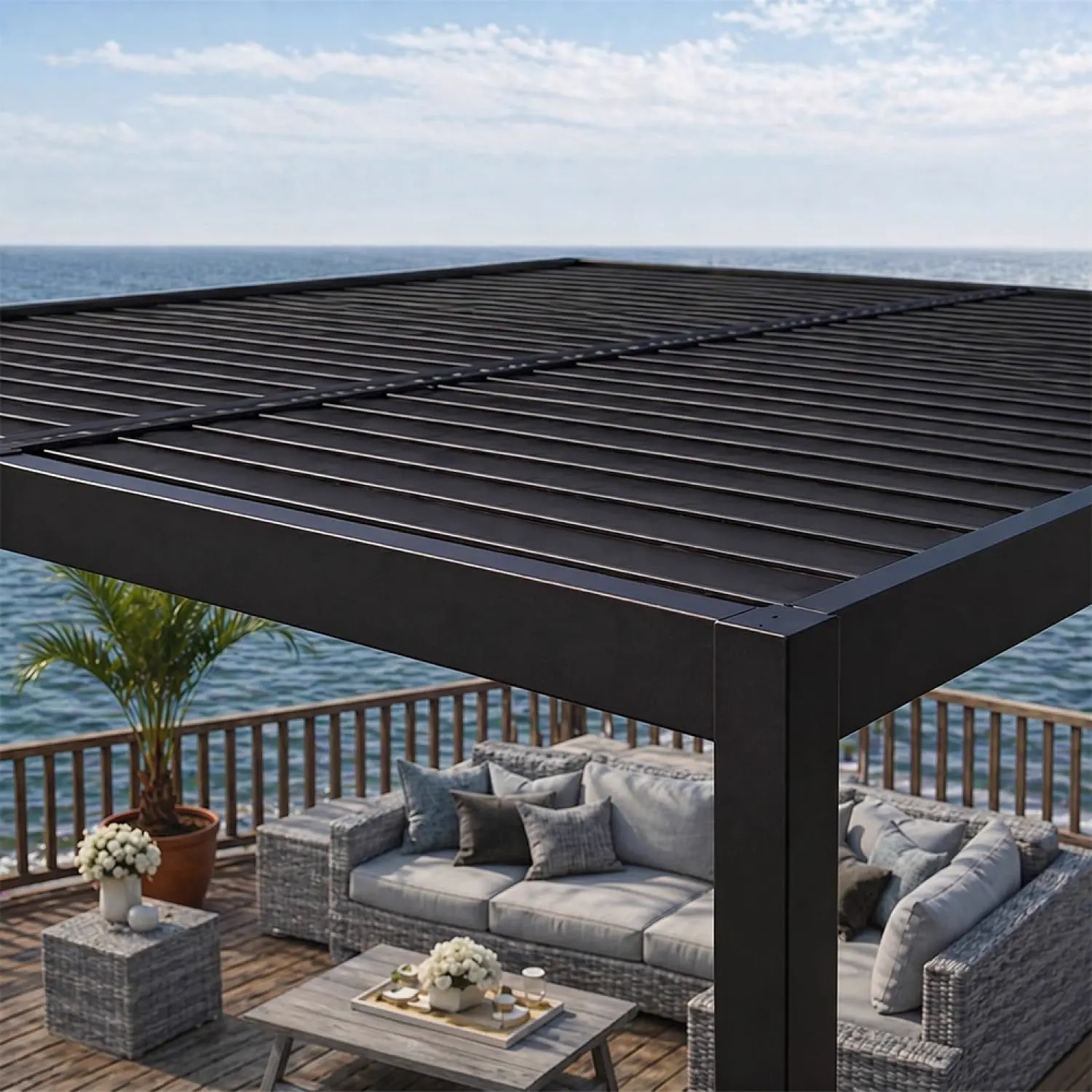 Pergola en acier noir 12 m² vue 7