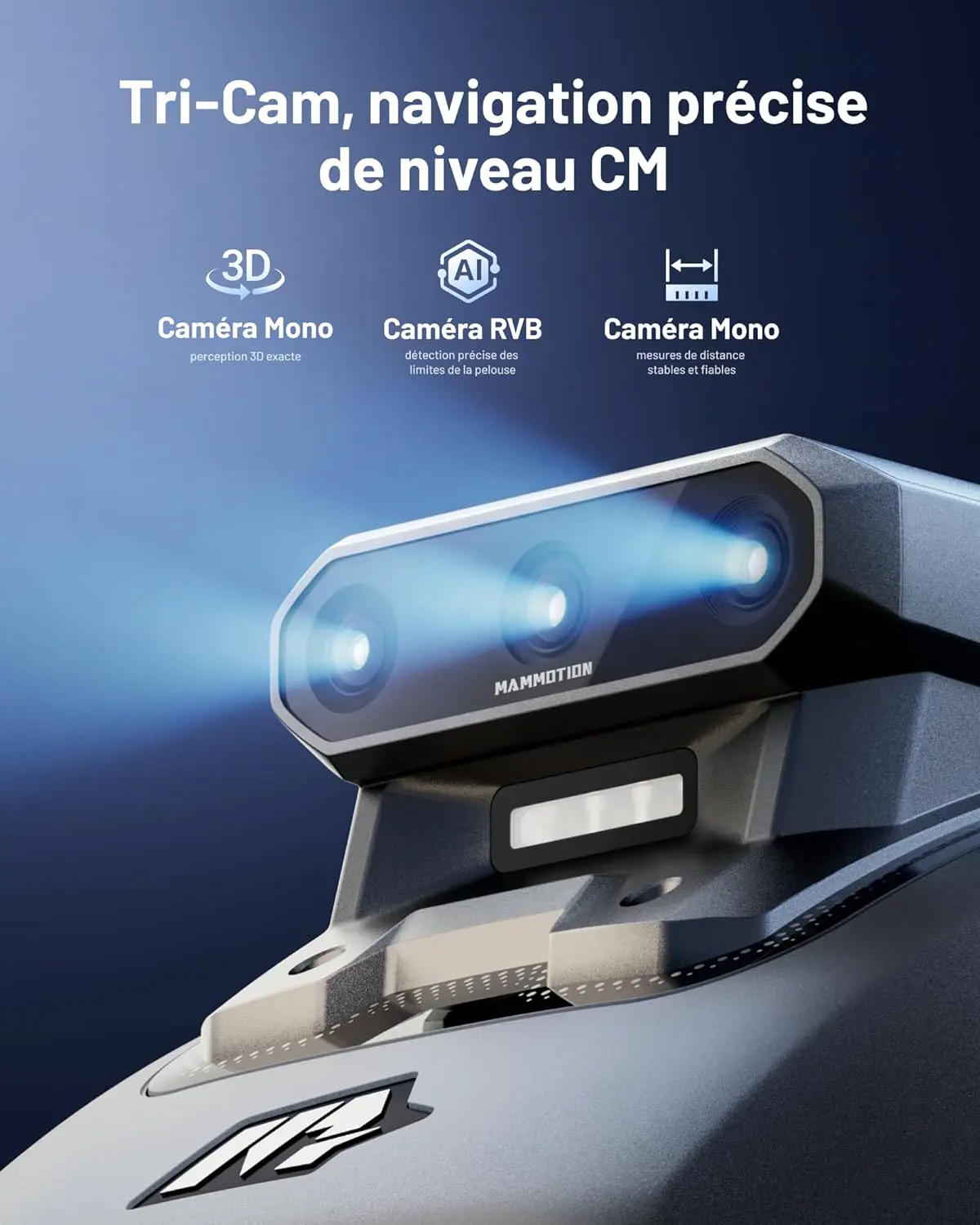 Robot tondeuse gris vue 2