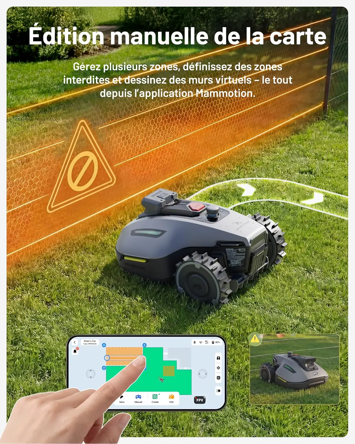 Robot tondeuse gris vue 6