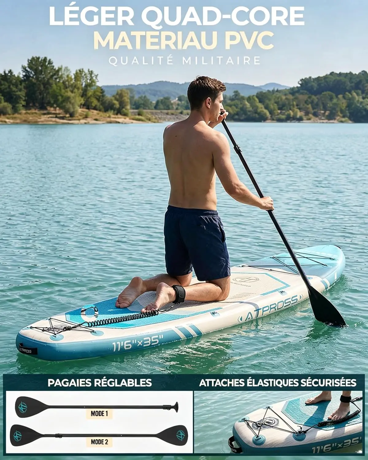 Paddle gonflable en bois 89 x 15 cm vue 5