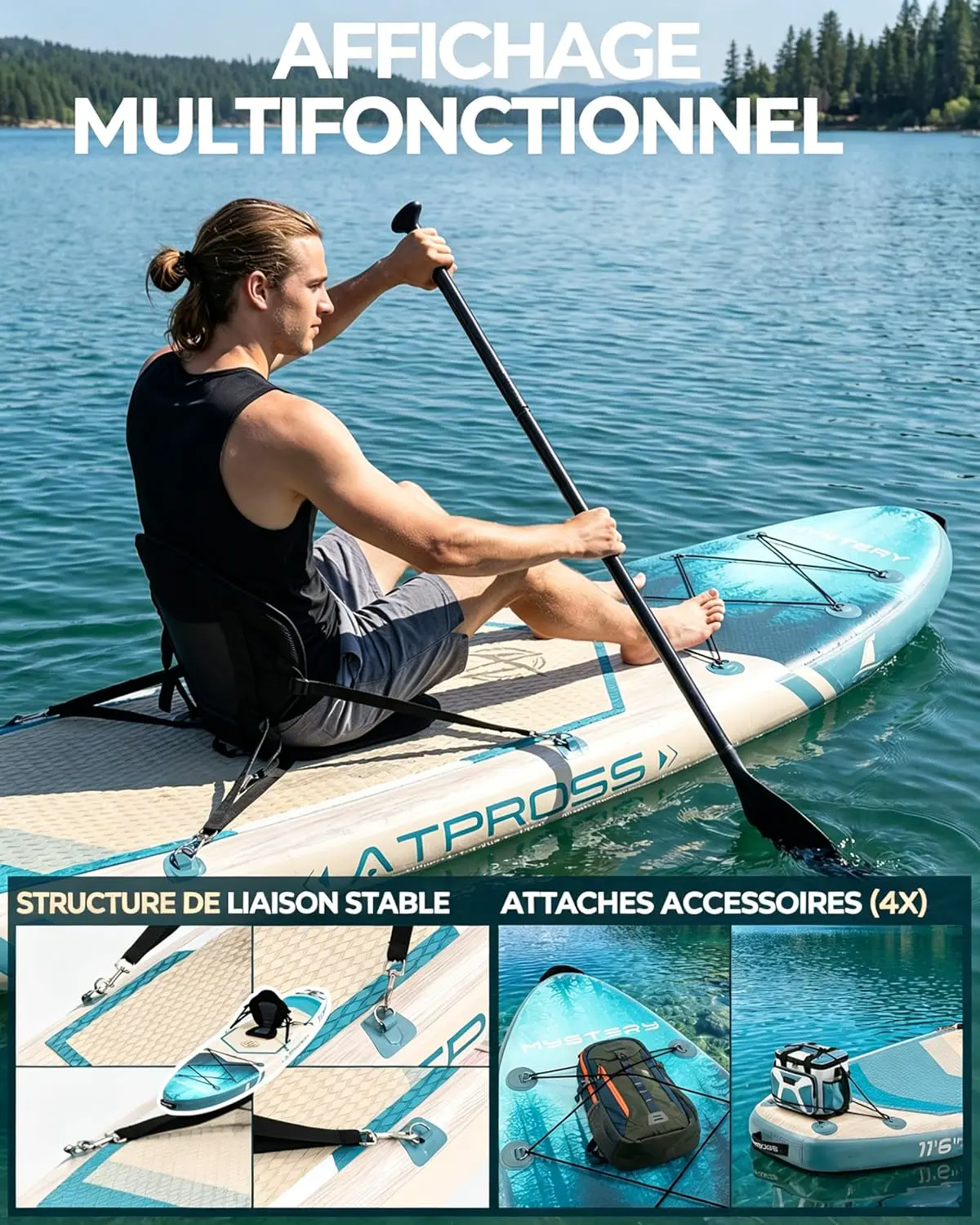 Paddle gonflable en bois 89 x 15 cm vue 6