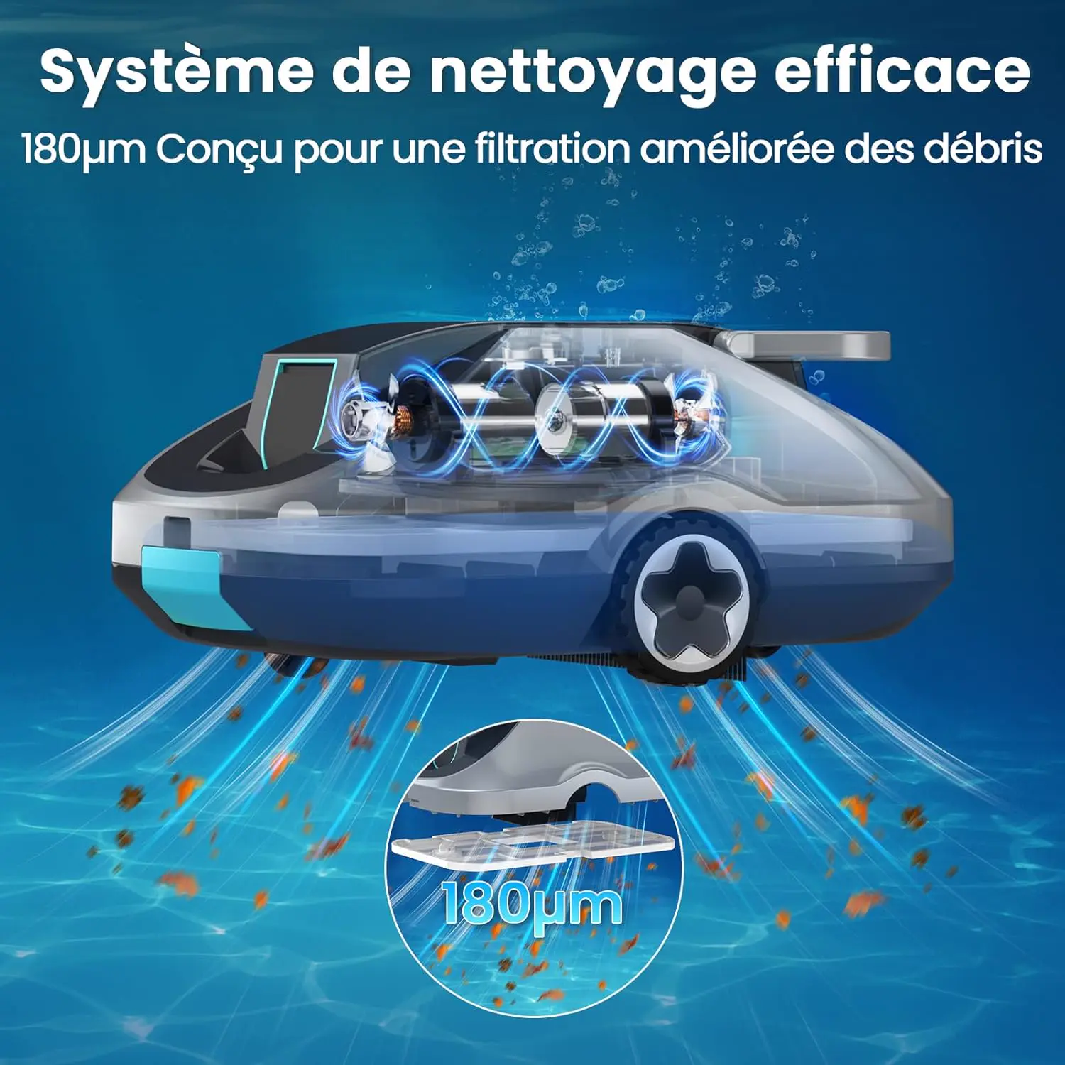 Robot piscine sable 232 m² vue 4