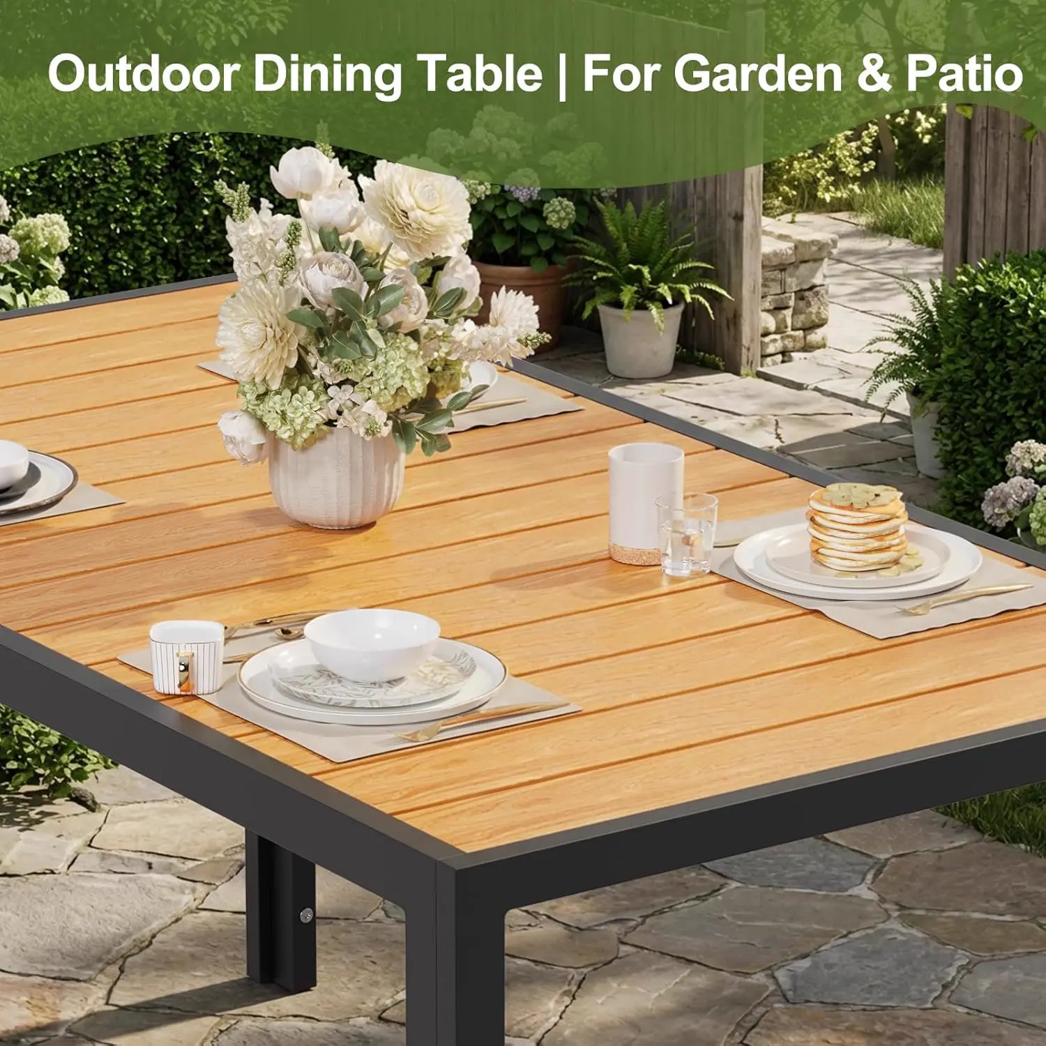 Table de jardin 6 places en aluminium 150x80cm vue 6