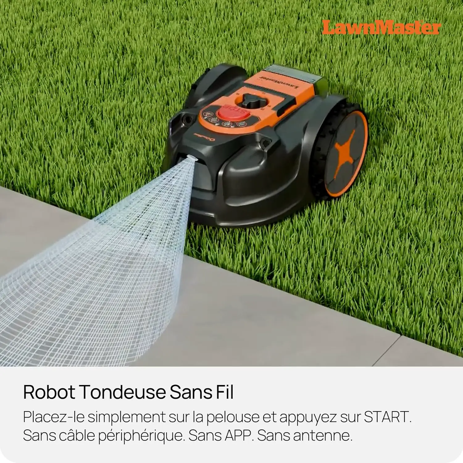 Robot tondeuse jaune 100 m² vue 2