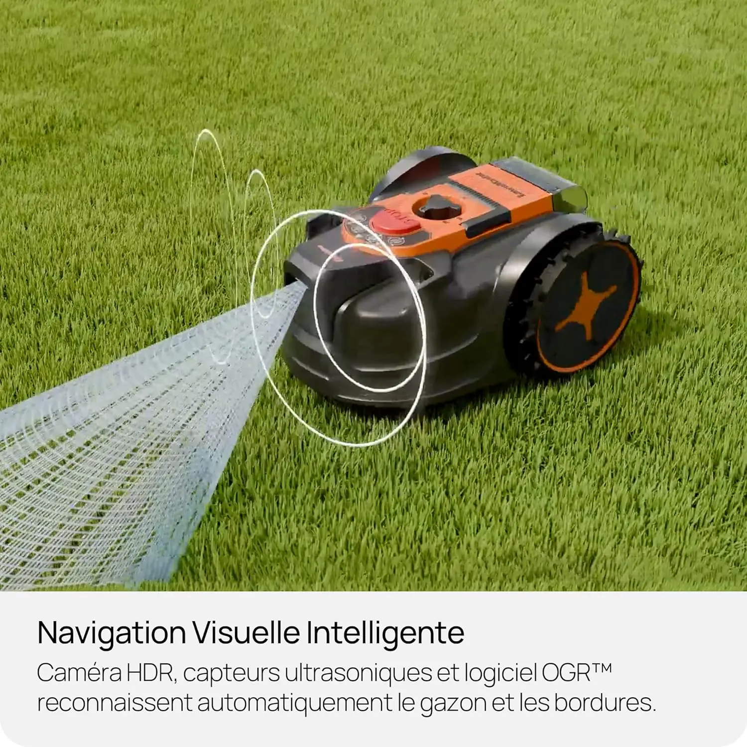 Robot tondeuse jaune 100 m² vue 3