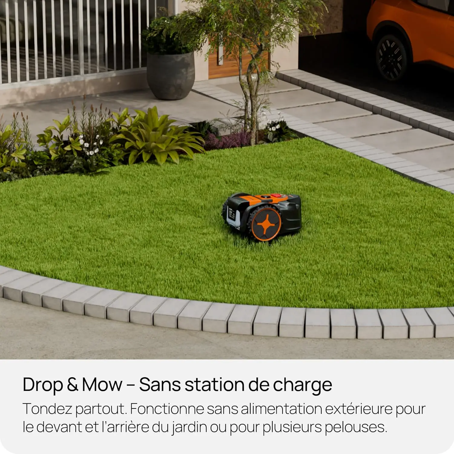 Robot tondeuse jaune 100 m² vue 5
