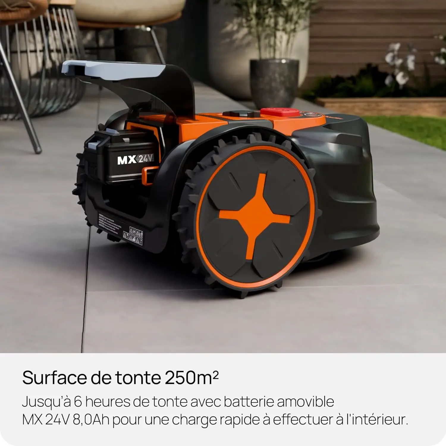 Robot tondeuse jaune 100 m² vue 7