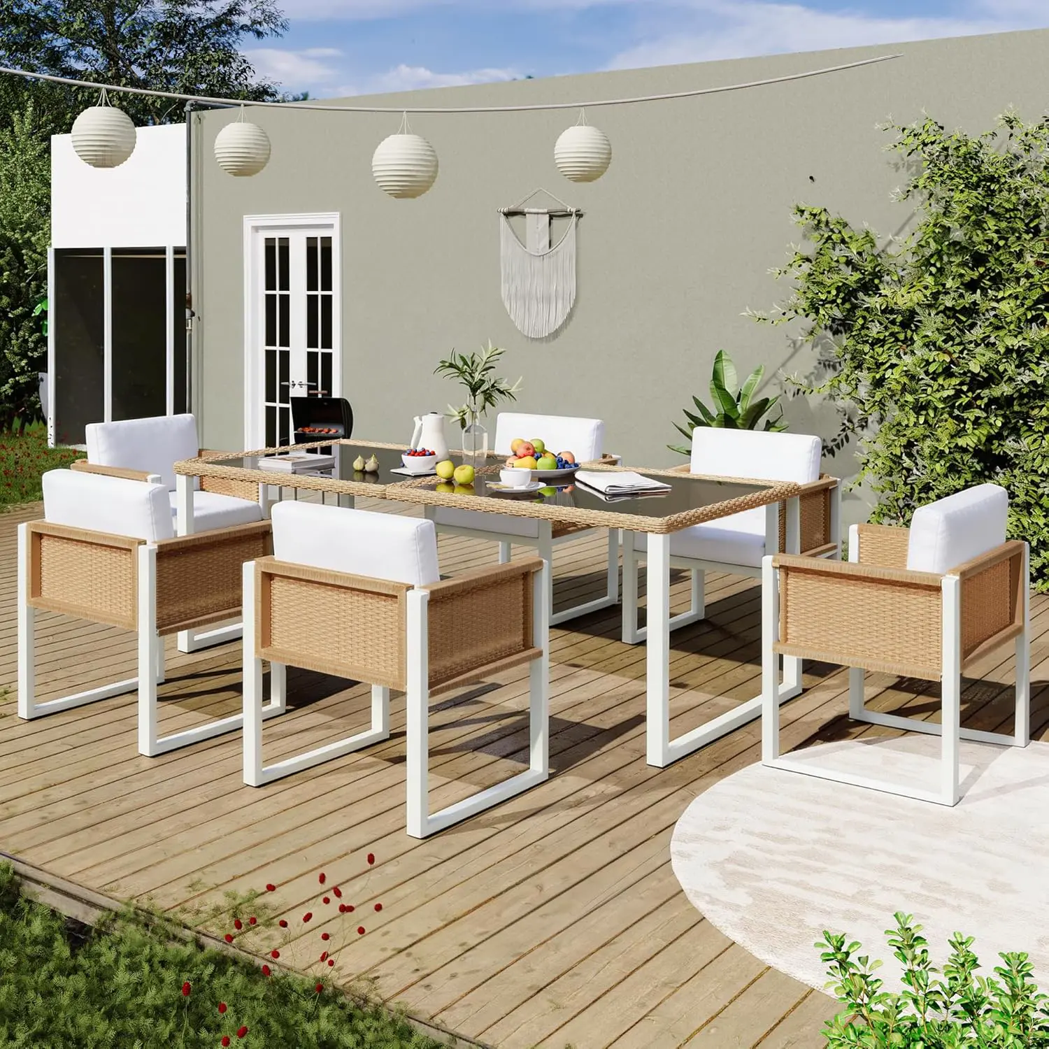 Salon de jardin 6 places en résine blanc 80 x 75 cm vue 4