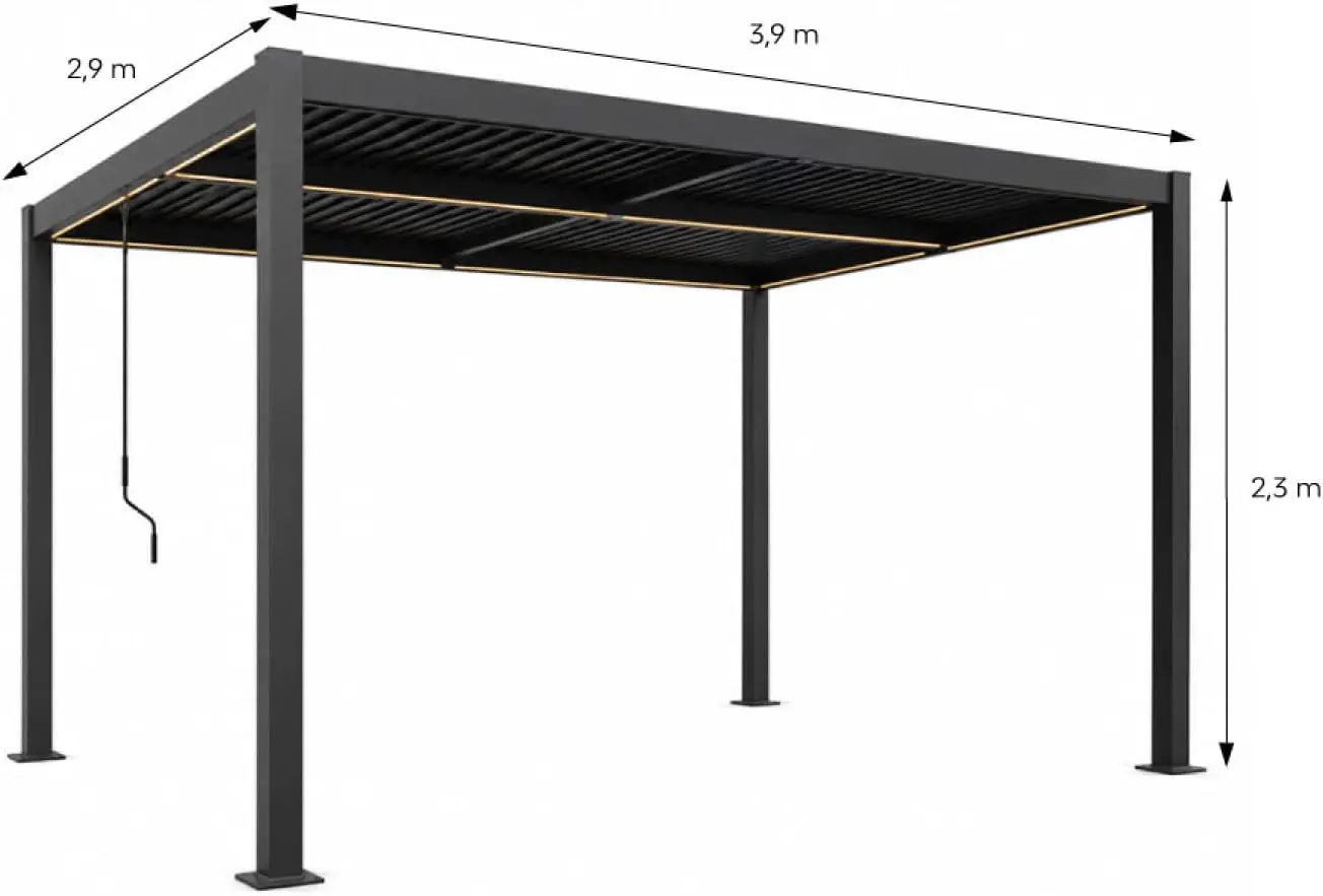 Pergola en acier noir 12 m² vue 8